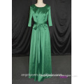green satin elbow sleeves evening gowns dresses bridesmaid dress